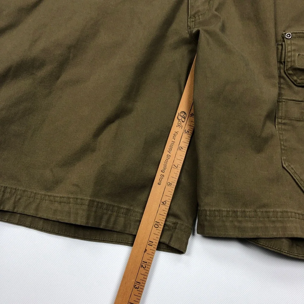 Duluth Trading Co Coolmax Flex Firehose Cargo Shorts Olive Mens 44 Relaxed Fit